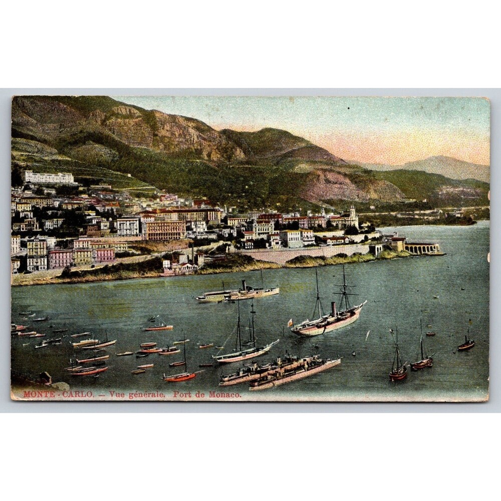 Antique Postcard Monte Carlo Monaco Harbor Port de Monaco Vue Generale Germany